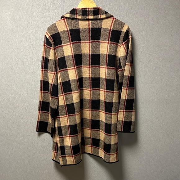 Anne Klein Black and Tan Plaid Coat - Picture 2 of 3